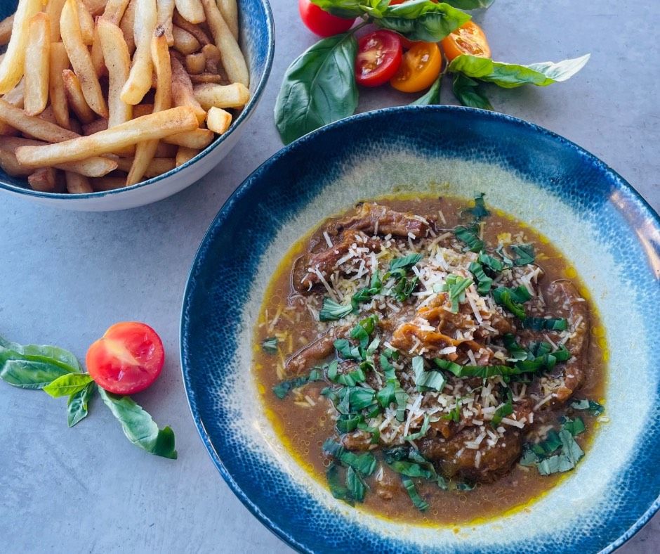 Trippa alla toscana con patatine fritte al tartufo